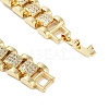 Rack Plating Brass Pave Clear Cubic Zirconia Rectangle Link Chain Bracelets for Women BJEW-R317-16G-2