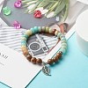 Reiki Natural Amazonite & Wenge Wood Beads Stretch Bracelet BJEW-JB06896-01-2