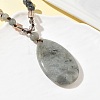 Natural Labradorite Teardrop Pendant Glass Beaded Long Necklaces GG-CBAE048-01D-2