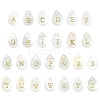26Pcs 26 Styles Natural Shell Teardrop Charms with Golden Tone Metal Letter Slices SHEL-CJ0001-33-1