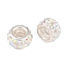 Polymer Clay Rhinestone European Large Hole Beads with Silver Color Plated Brass Cores X-FPDL-R002-15-1