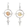 Natural Yellow Hematoid Quartz & Alloy Pendant Dangle Earrings EJEW-TA00818-02-3
