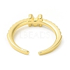 Clear Cubic Zirconia Initial Letter Open Cuff Ring RJEW-H120-09G-M-3