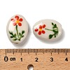 Flower Theme Printed Handmade Porcelain Beads LAMP-D303-06E-03-4