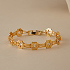 Brass Pave Clear Cubic Zirconia Link Chain Bracelets for Women WGA76CD-02-1