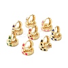 Brass Enamel Hoop Earrings KK-P205-17G-1
