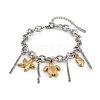 304 Stainless Steel Charm Bracelets BJEW-C116-01GP-2