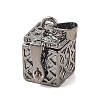 Carved Cuboid Rack Plating Brass Prayer Box Pendants KK-L101-28B-1