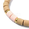 Polymer Clay Column Beaded Stretch Bracelets BJEW-JB09782-04-4