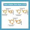 9Pcs 3 Styles 304 Stainless Steel Spring Ring Clasps STAS-UN0052-55-3
