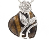 Valentine's Day Theme Natural Tiger Eye Pendants PW-WG95847-03-1