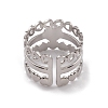 Non-Tarnish 304 Stainless Steel Heart Wrap Open Cuff Rings for Women RJEW-G285-53P-3
