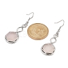 Hexagon Natural Rose Quartz Dangle Earrings EJEW-K298-01P-09-5