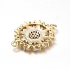 Brass Micro Pave Clear Cubic Zirconia Links connectors ZIRC-L085-74G-2