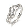 Adjustable Brass & Clear Cubic Zirconia Finger Rings with Interwoven Design CU-CBA7E55-06P-4