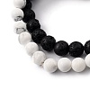 Men's Natural Howlite & Lava Rock Stretch Beaded Bracelets Sets X-BJEW-JB05429-3