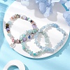 3Pcs 3 Styles Natural Aquamarine & Flower Amazonite Chips Stretch Bracelets Sets BJEW-JB11076-01-2