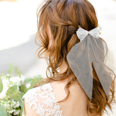 3Pcs 3 Colors Polyester Mesh Big Bowknot Hair Barrettes OHAR-FH0001-14-1