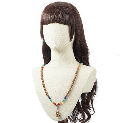 Natural Rudraksha Beaded Buddhist Necklace NJEW-JN04118-1