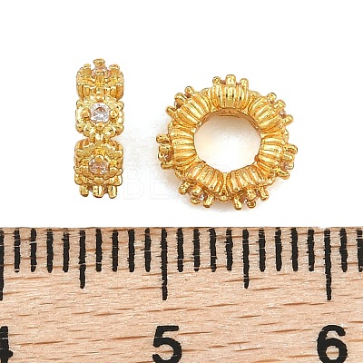 Brass Micro Pave Clear Cubic Zirconia European Beads KK-CBA6A75-44G-1