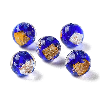 Handmade Gold & Silver Foil Lampwork Beads GLAA-G107-07B-04-1