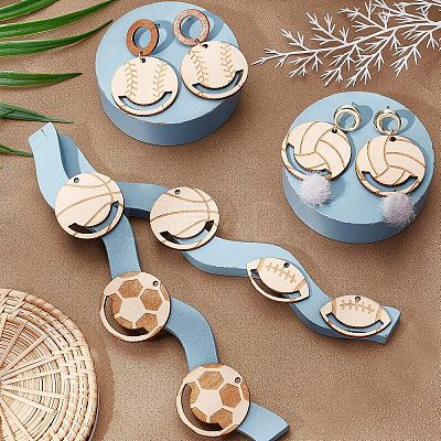 20Pcs 5 Styles Hollow Wooden Pendants WOOD-CA0001-54-1