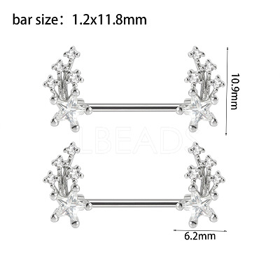 Brass Cubic Zirconia Nipple Rings WG434B5-05-1