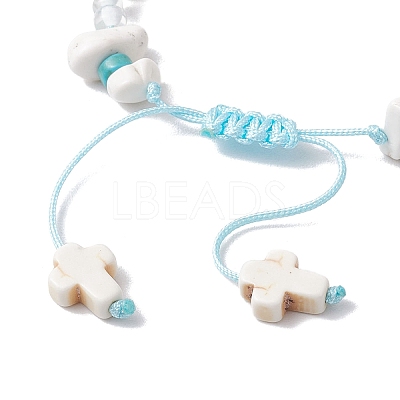 Adjustable Synthetical Turquoise & Magnesite Beaded Braided Bead for Women BJEW-JB11546-1
