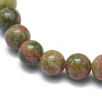 Natural Unakite Bead Stretch Bracelets BJEW-K212-A-006-1
