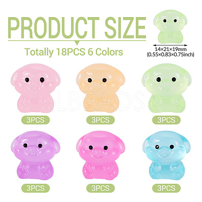 18Pcs 6 Colors Luminous Resin Pig Diaplay Decoration RESI-TAD0001-02-1
