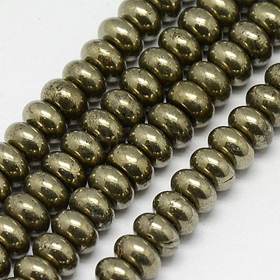 Natural Pyrite Beads Strands G-L032-8x5mm-01-1