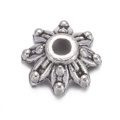 Flower Tibetan Silver Bead Caps X-A475-1