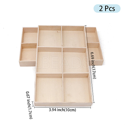 2Pcs 6 Grids Rectangle Wooden Display Trays for Jewelry AJEW-DJ0001-94B-1