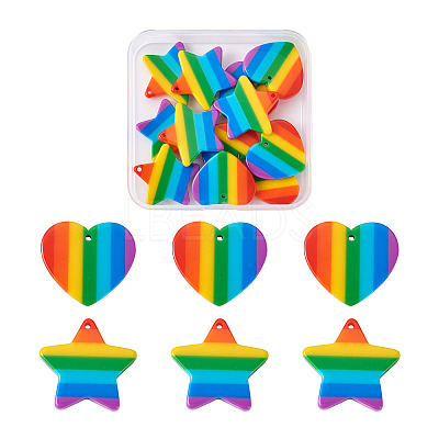 12Pcs 2 Style Plastic Stripe Pendants KY-YS0001-03-1