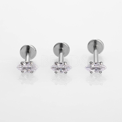 316L Stainless Steel Clear Cubic Zirconia Threadless Labret Stud WGB6B2D-02-1