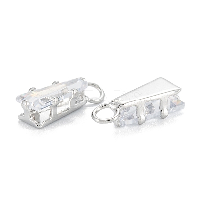 Brass Clear Cubic Zirconia Charms ZIRC-G170-10P-1