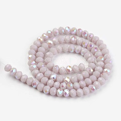 Electroplate Opaque Solid Color Glass Beads Strands X-EGLA-A034-P6mm-L08-1