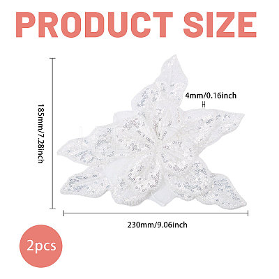 2Pcs Fabric with Tube Beads and Pearl Beads & Sequins Patches DIY-PH0038-13B-1