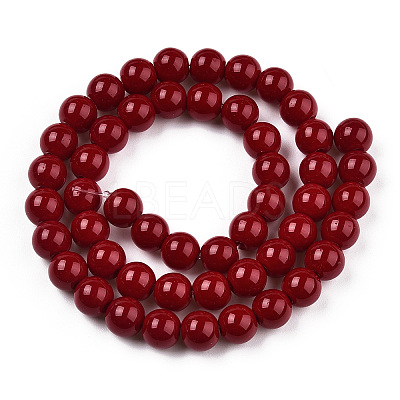 Opaque Solid Color Glass Beads Strands LS-GLAA-T032-P8mm-05-1