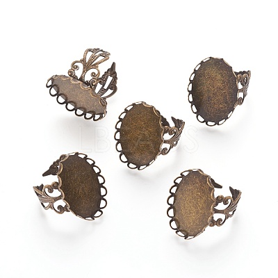 Adjustable Brass Filigree Ring Components X-KK-E478-AB-NF-1