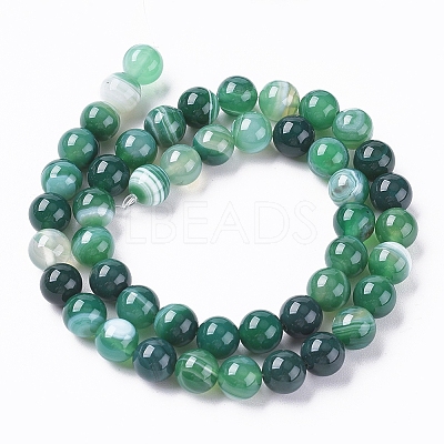 Natural Striped Agate/Banded Agate Beads Strands X-G-G582-6mm-58-1