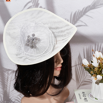 Linen Mini Hat Fascinator Base AJEW-WH0561-32E-1