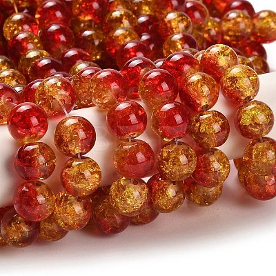 Spray Painted Crackle Glass Beads Strands CCG-Q002-10mm-10-1