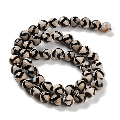 Natural Tibetan Wave Pattern dZi Agate Beads Strands G-B084-A02-02-1