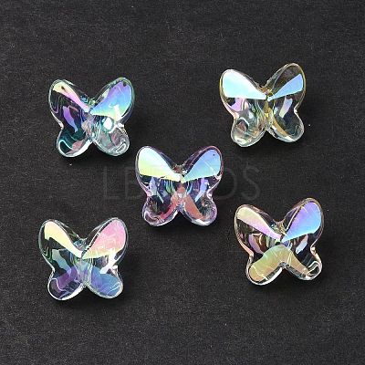 UV Plating Rainbow Iridescent Acrylic Beads OACR-H015-04-1