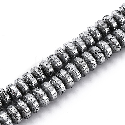 Electroplated Natural Lava Rock Beads Strands G-A256-E01-01G-1
