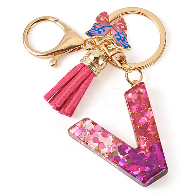 Alloy Resin Butterfly Keychains KEYC-TADJ0002-02G-V-1