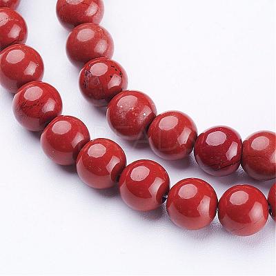 Grade AB+ Natural Red Jasper Round Beads Strands GSR6mmC011-1