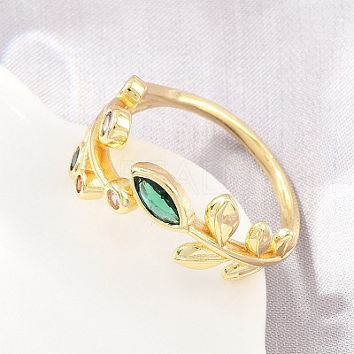Brass Pave Cubic Zirconia Cuff Open Rings CU-CBACDF6-09G-01-1
