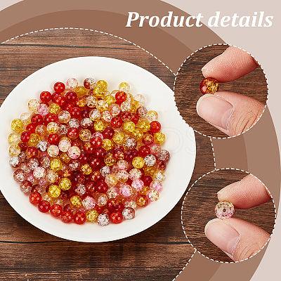 240Pcs 6 Colors Transparent Spray Painted Crackle Glass Beads Strands GLAA-PH0003-13-1